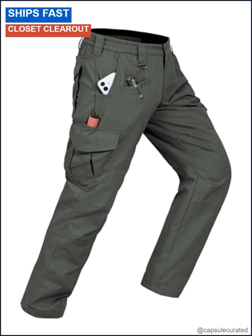 Men's Ripstop Cargo Work Pants Tactical Hiking with 9 Pockets